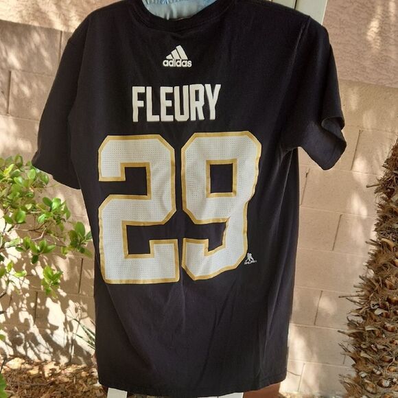 Black and Gold NHL Vegas Golden Knights Fleury#29 T-Shirt - Picture 5 of 7